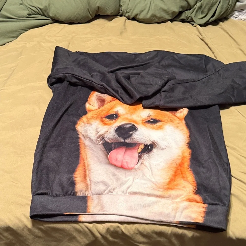 Cozy Black Dog Face Sweatshirt SHIBA INU